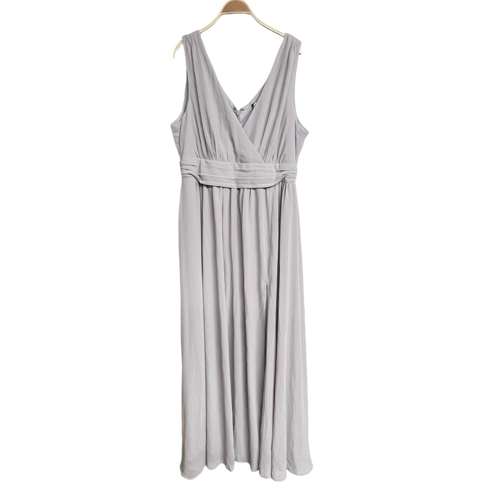 New Lulus Thoughts Of Hue Light Grey Surplice Maxi‎ Dress